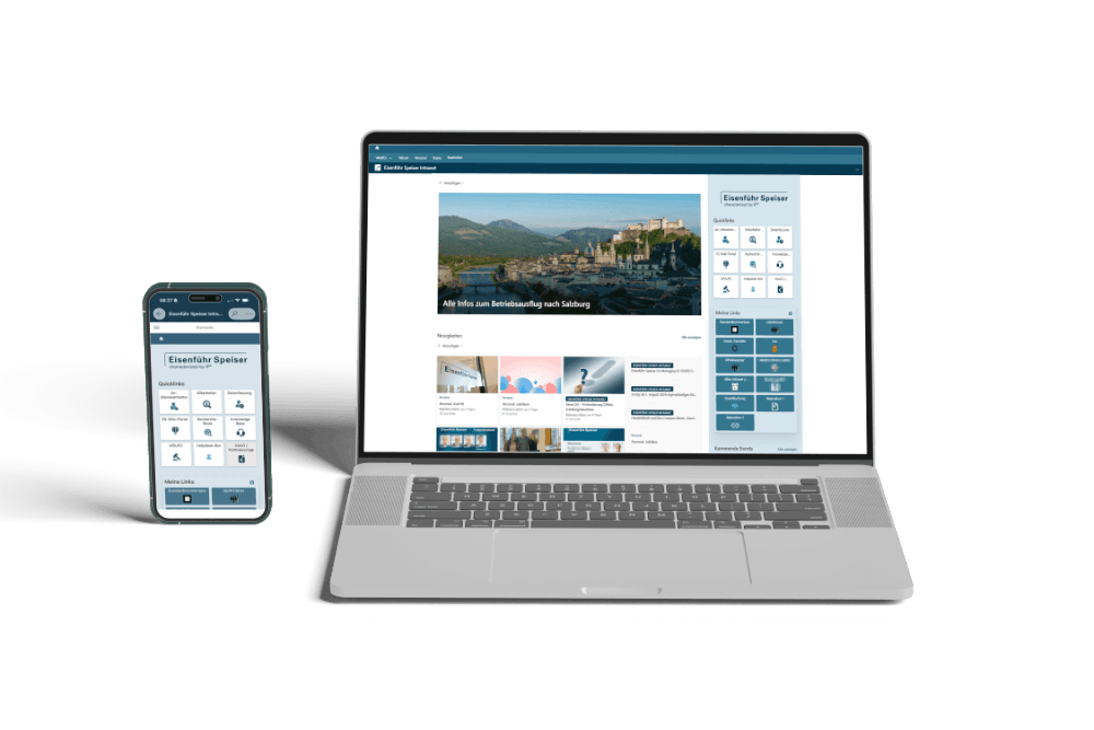 Neues Intranet – moderne Startseite auf Laptop und Smartphone